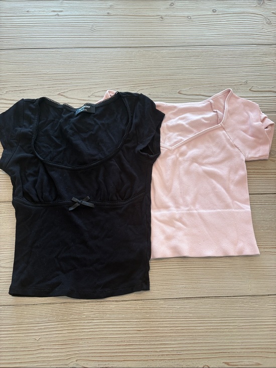 Nikibiki Tops - Nikibiki Pink Ribbed Top & The Worshop Blk top